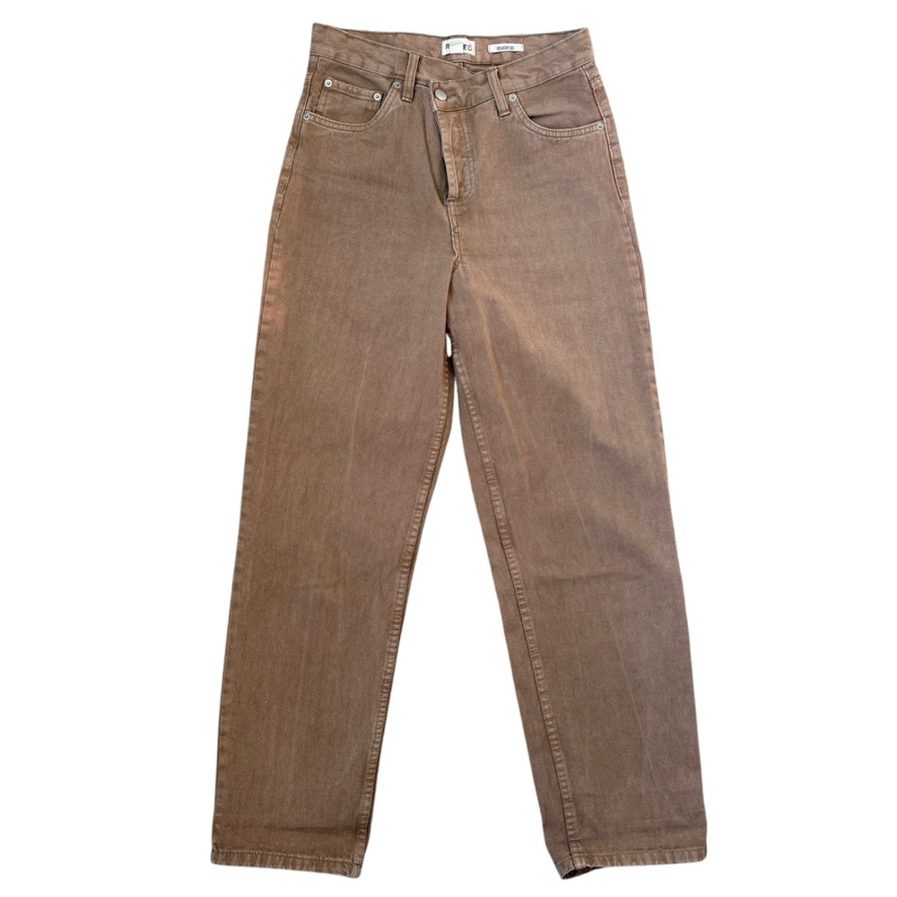 Re/Used Brown High Rise Straight Leg Button Fly Jeans Denim Pants Size 27